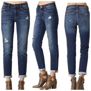 Judy Blue Distressed Dark Wash  Slim Fit Tapered Jeans - Size 7/28​​​​​
